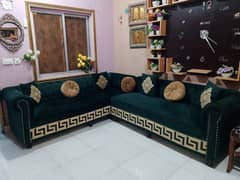 L shaped Sofa Set for Sale (in dark Green color)