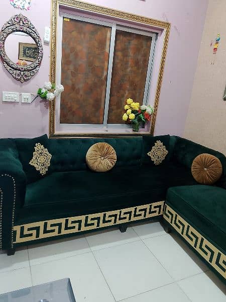 L shaped Sofa Set for Sale (in dark Green color) 3