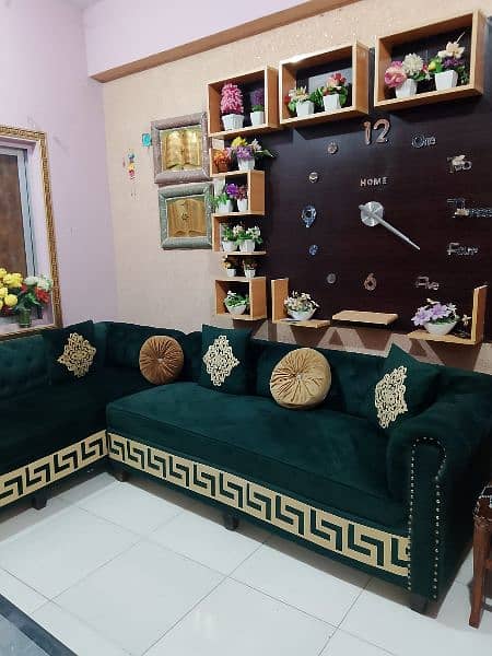 L shaped Sofa Set for Sale (in dark Green color) 5