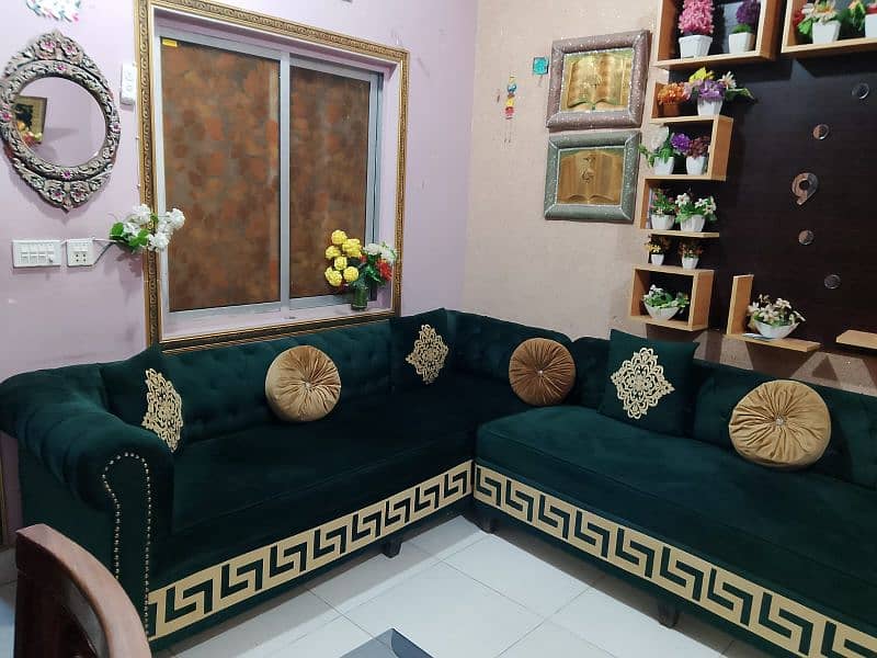 L shaped Sofa Set for Sale (in dark Green color) 6