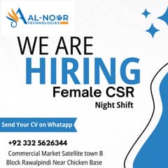 Female CSR for night shift 0