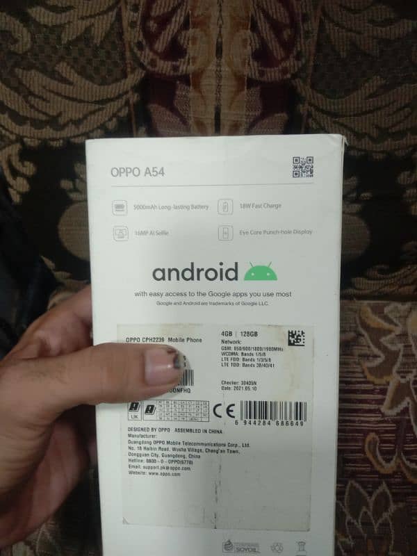 OPPO A54 4/128 WITH BOX ORIGINAL CHARGE 0