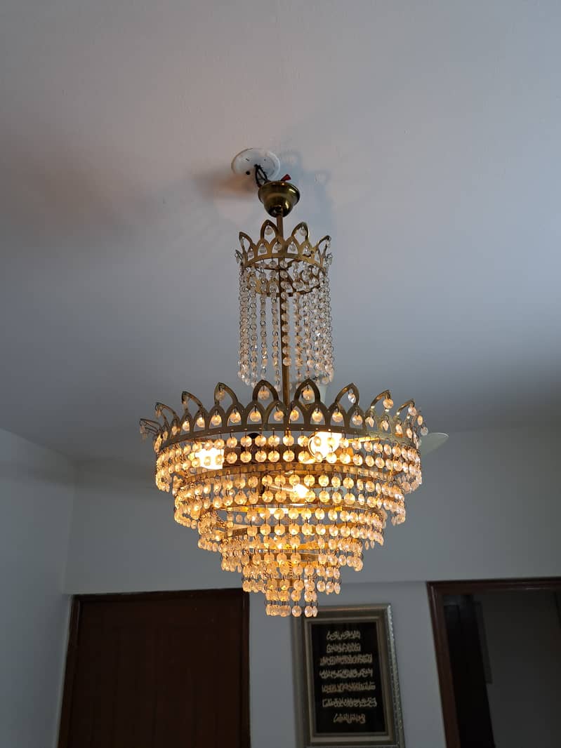 Golden Chandelier with wall lamps 0