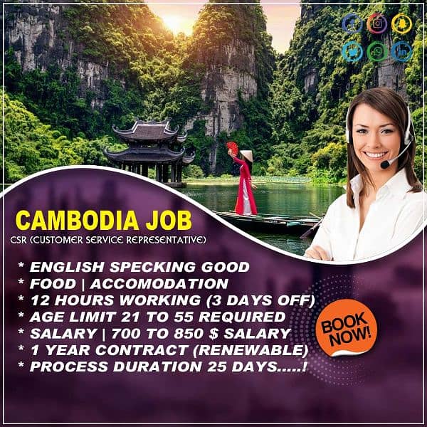 Call Centre Job in CAMBODIA Salary in USD 0