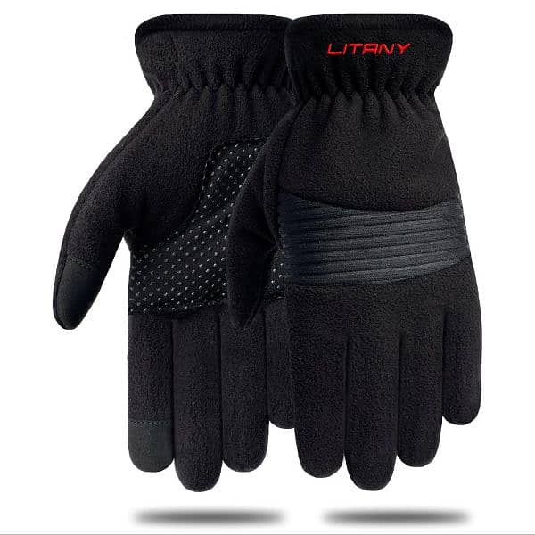 fleece plain leather gloves 7