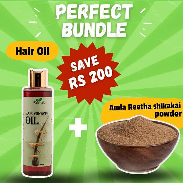 Hair Oil + Amla Reetha Shikakai mix Powder (100 Grams) 0