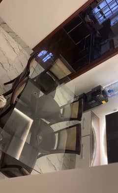 Original Interwood glass top dining table with 6 chairs