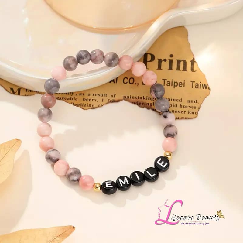 Personalized Natural Stone Bracelet - Custom Name Beads - Perfect Gift 5