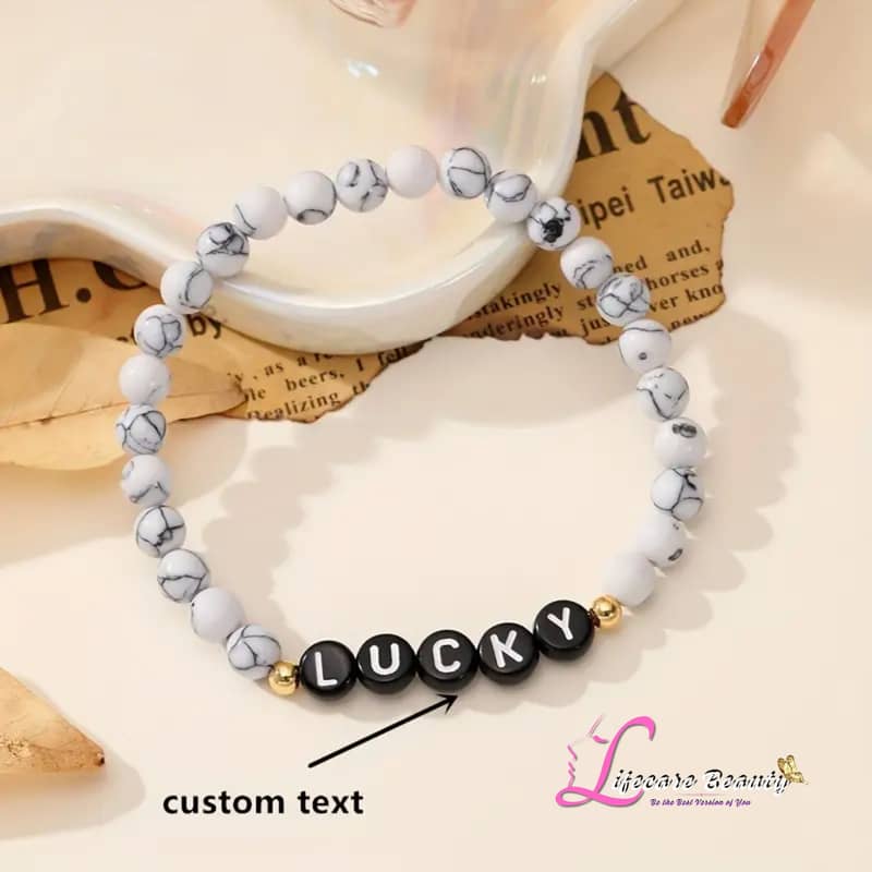 Personalized Natural Stone Bracelet - Custom Name Beads - Perfect Gift 7