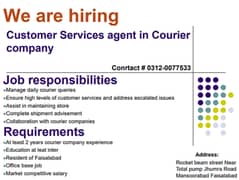 Customer Services agent in Courier  company(job)