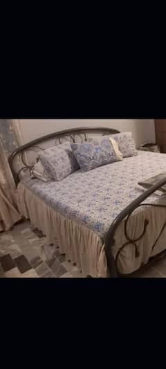 urgent sell iron king size double bed without mattress