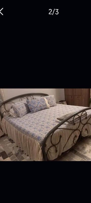 urgent sell iron king size double bed without mattress 1