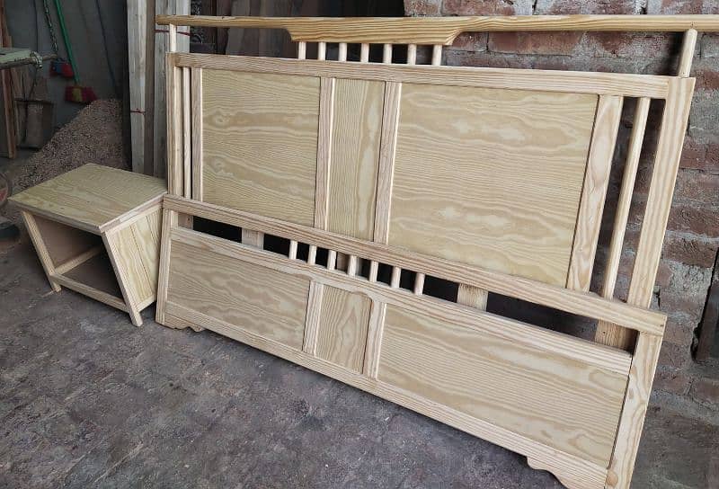 Bed Set/ Queen Size Bed/ In Yellow Pine Solid Wood 1