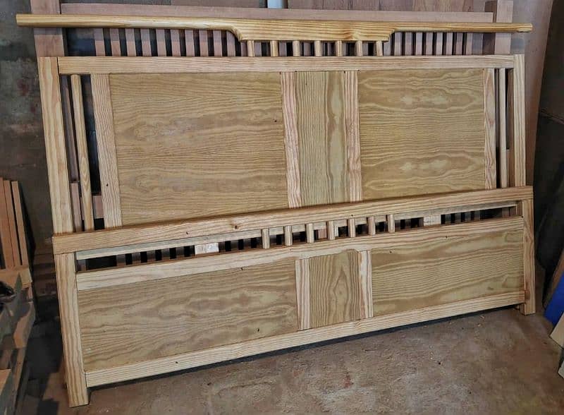 Bed Set/ Queen Size Bed/ In Yellow Pine Solid Wood 2