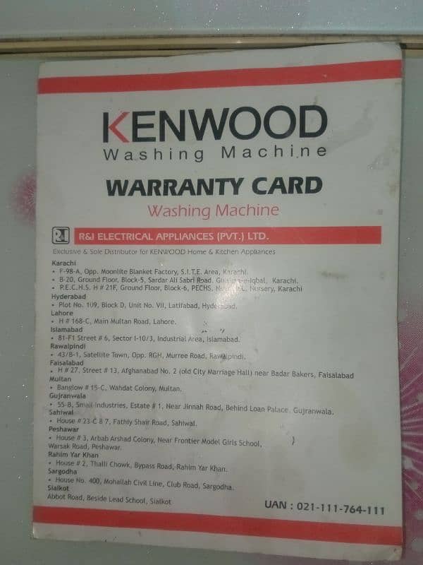 Kenwood washing machine 03235557557 4