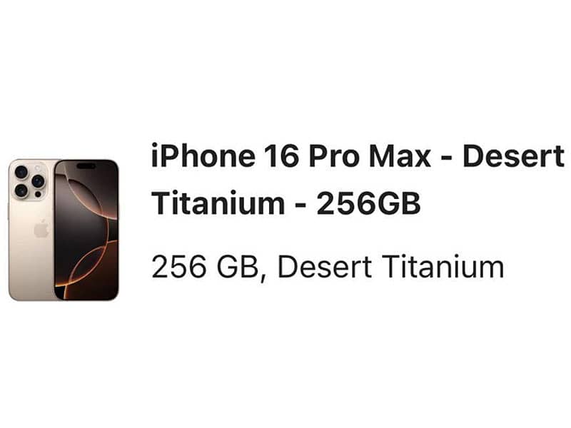 Apple iphone 16 Pro Max Desert Titanium 256 GB 4 mon sim Time Non Pta 1