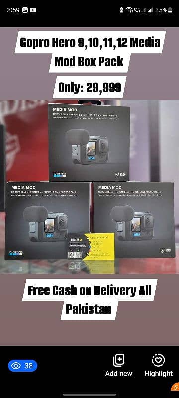 Gopro media mod Gopro 9,10,11,12,13 media mod Gopro 13 me 0324-9107656 0