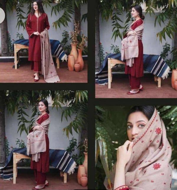 3 pc dhanak unstitched embroidered suit 2