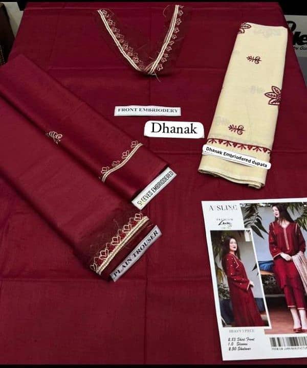 3 pc dhanak unstitched embroidered suit 3