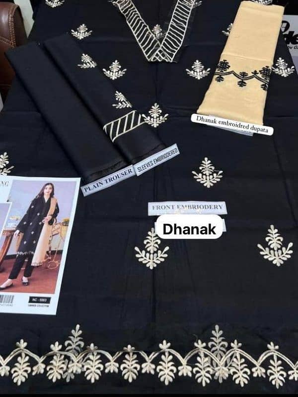 3 pc dhanak unstitched embroidered suit 5