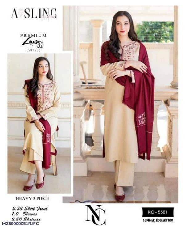 3 pc dhanak unstitched embroidered suit 7