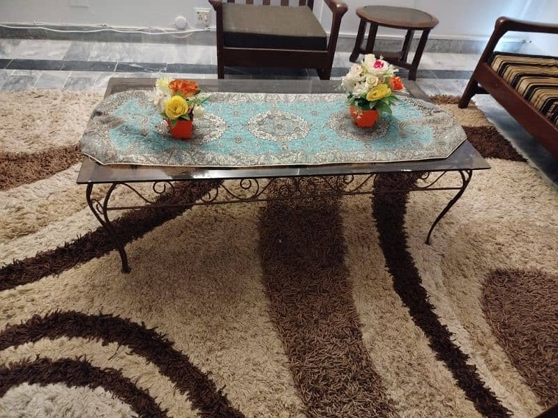 rectangle shape centre table with glass top 2