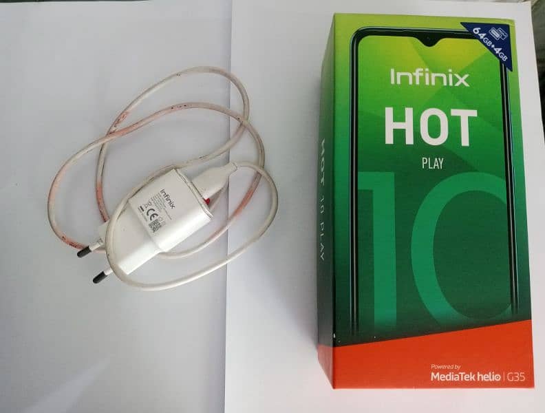 Infinix hot 10 play with box charger 6