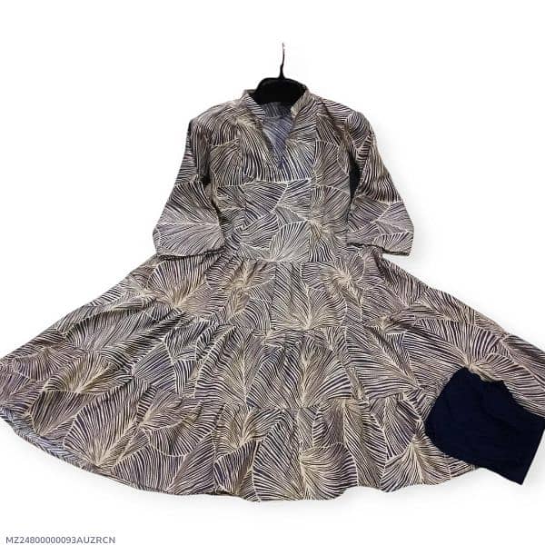 2 Pcs Women's Stitched Cambric Printed Frock 5