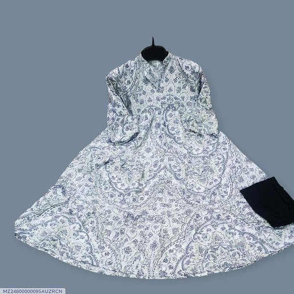 2 Pcs Women's Stitched Cambric Printed Frock 12