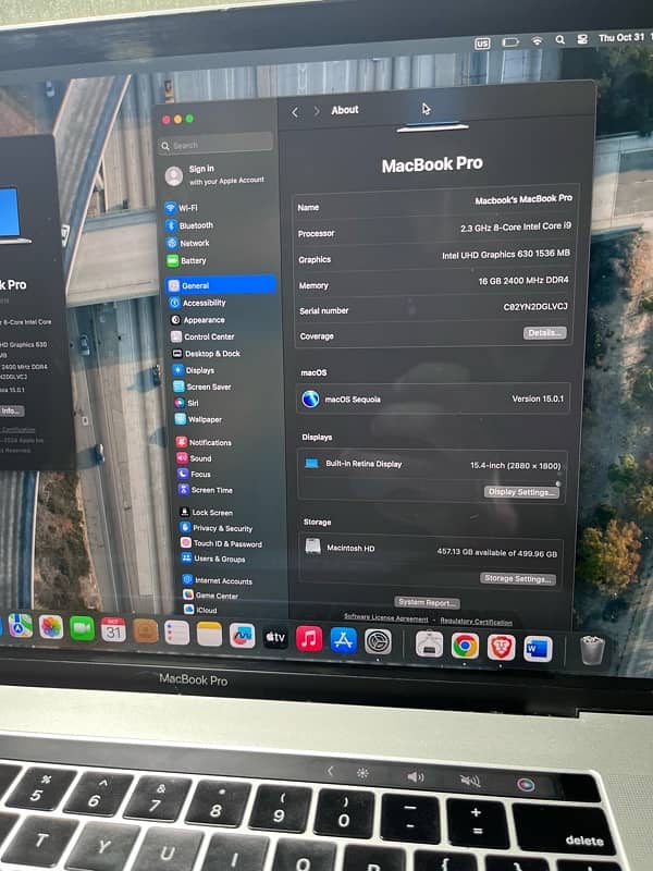 Macbook Pro 2019 touchbar Core i9  16/512 10