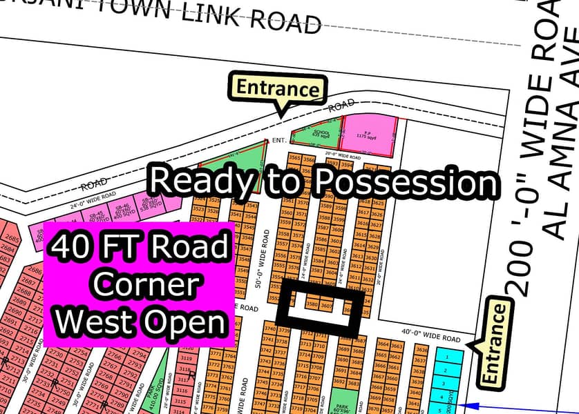 L - 3580 (40 FT Road + West Open + Corner) North Town Residency Phase 0