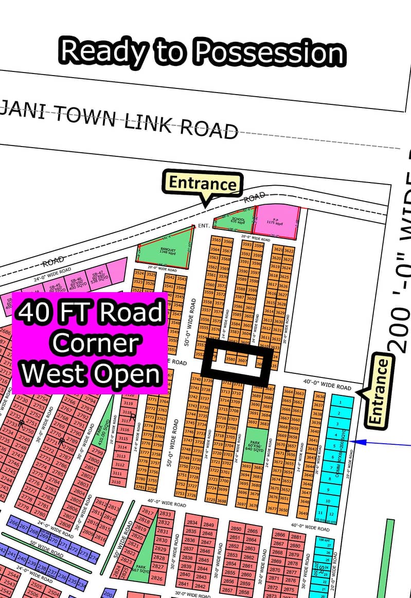 L - 3580 (40 FT Road + West Open + Corner) North Town Residency Phase 1