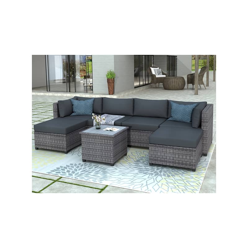 Garden Lawn Outdoor Patio Sofas, Rattan Seater 6