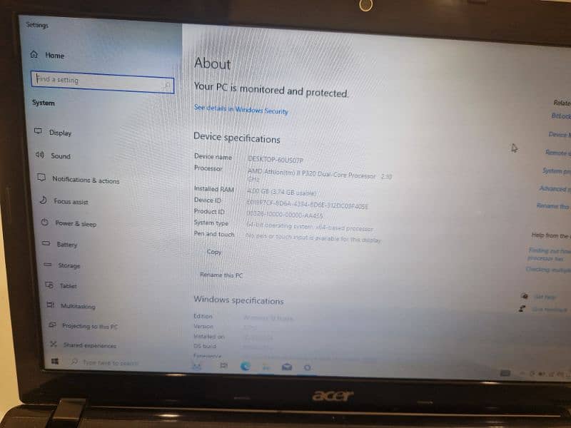 Acer Aspire 5551, dual core 2.1 Ghz AMD Athlon 2 processor, 128 GB SSD 19