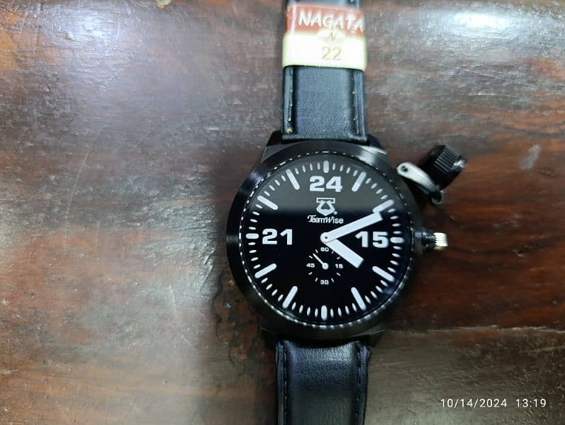 Large Size Black Stainless-steel Teamwise side second watch in 6500 12