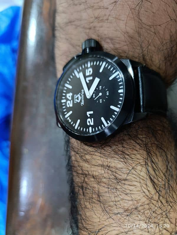 Large Size Black Stainless-steel Teamwise side second watch in 6500 13