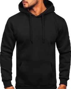 1 Pc Men’s Stitched Fleece Plain Hoodie , Black