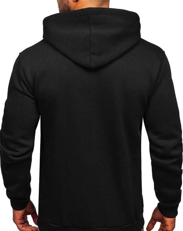 1 Pc Men’s Stitched Fleece Plain Hoodie , Black 2