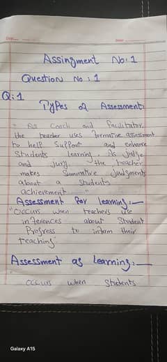 Handwritten assignment work