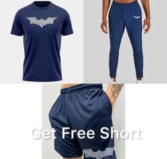 3 PC's men's Polyester Printed T-shirt Short Tracksuits