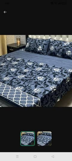 3pcs Crystal Cotton Printed Double Bedsheets