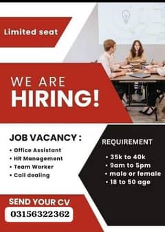 We are hiring male and female candidate