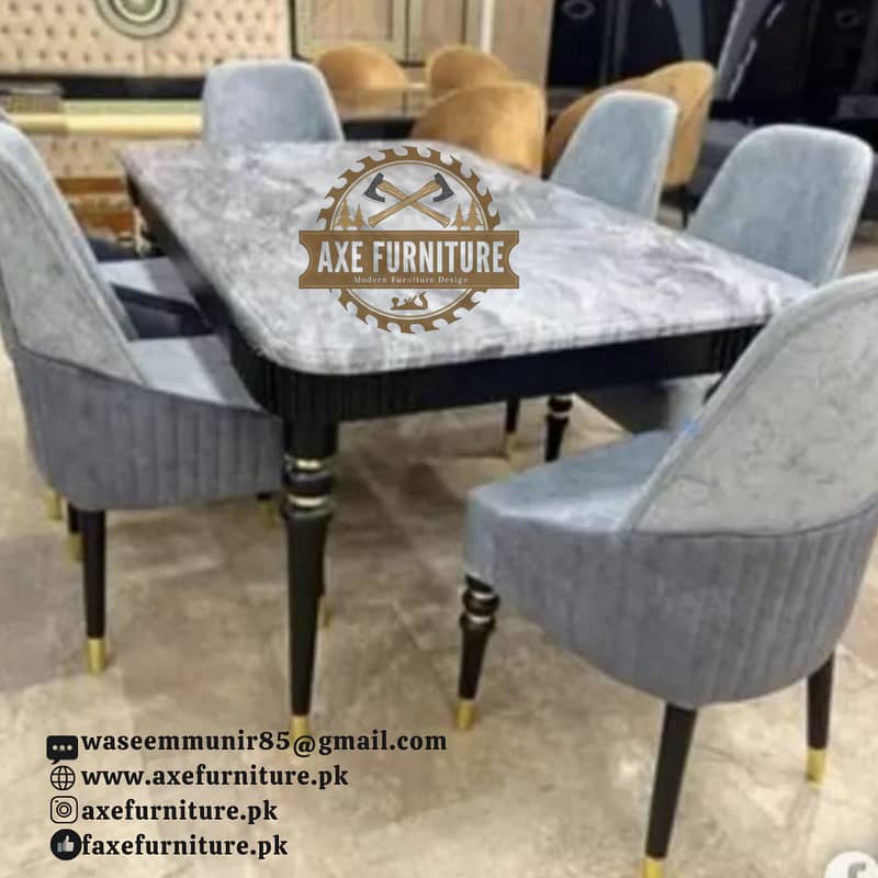 10 seater dining table set/marble top table/chairs/luxury dining set 6