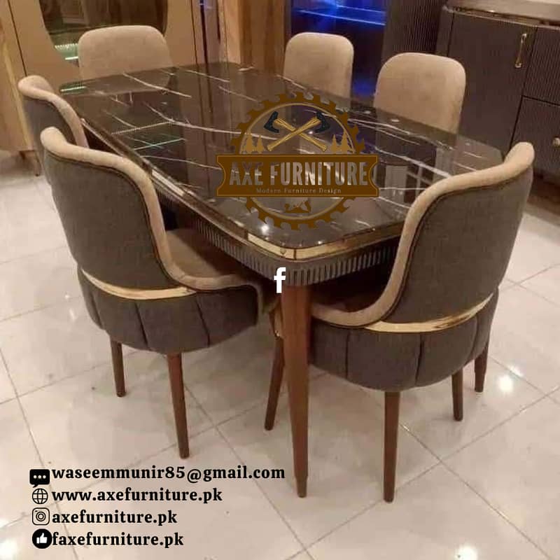 10 seater dining table set/marble top table/chairs/luxury dining set 15