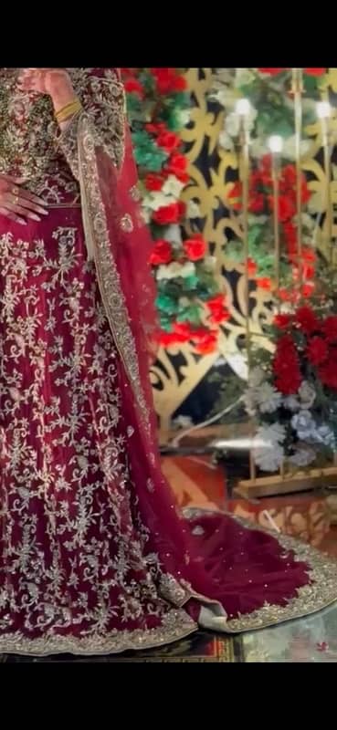 bridal lehnga dress with long tail(used only one time) 5