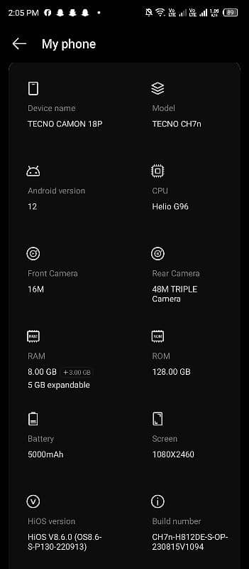 Tecno camon 18P Exchange possible 1