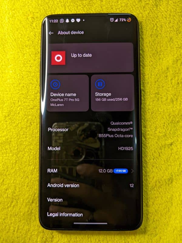 OnePlus 7t Pro 5G McLaren Edition ; 12+7 / 256 PTA APPROVED Sell & Exc 14