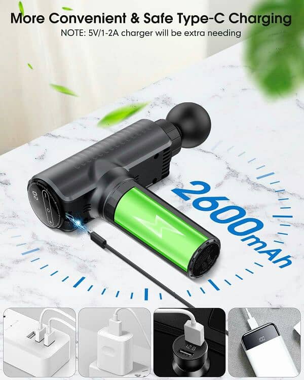 Protable massage gun 30 speed with 6 head and type C Charging 4