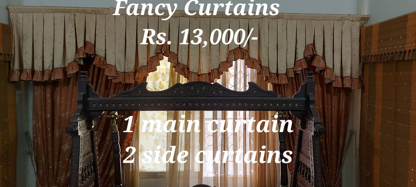 Fancy Curtains & Traditional Bamboo Chick Blinds (Pair) for sale 0