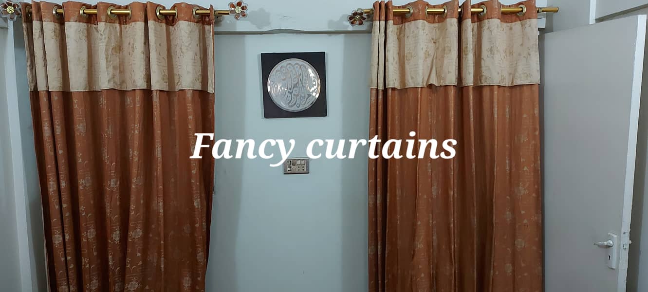 Fancy Curtains & Traditional Bamboo Chick Blinds (Pair) for sale 2